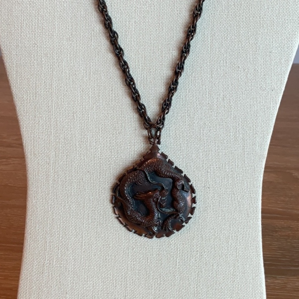 Elegant Black Dragon Pendant Necklace with Eclectic chain